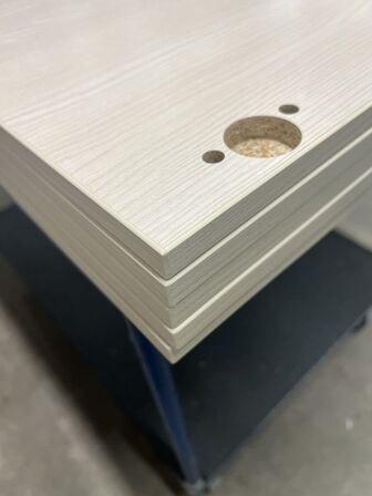 10 stk. låger H: 70,0 x B: 49,6 cm i ask melamin med 2 mm pvc kant.