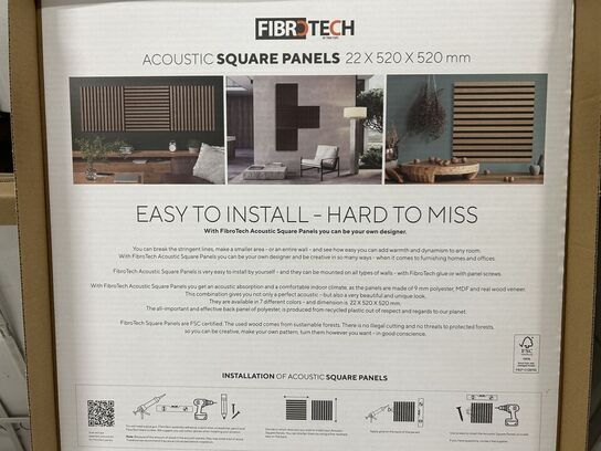 Akustikpanel 4stk (2 pakker) GREY OAK 52x52cm