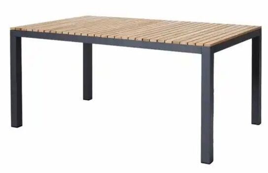 Havemøbelsæt med teak bord og stole ( bord og 4 blå stole )