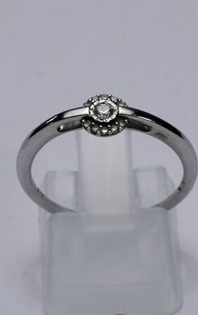 Brillantring af 9 kt.hvidguld prydet med en brillant på 0.05 ct