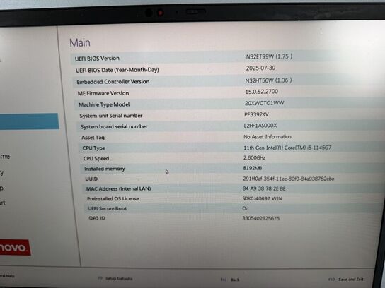Bærbar computer LENOVO X1 Carbon 9th Gen.