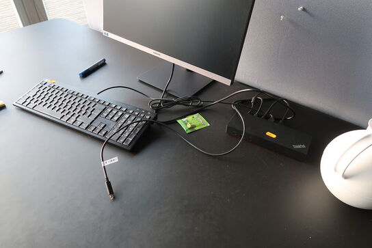 Computerskærm SAMSUNG S24R65, dockingstation LENOVO ThinkPad Thunderbolt 3 Dock Gen 2, tastatur