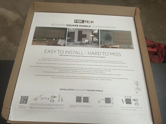 Akustikpanel 4stk (2 pakker) BLACK OAK 52x52cm