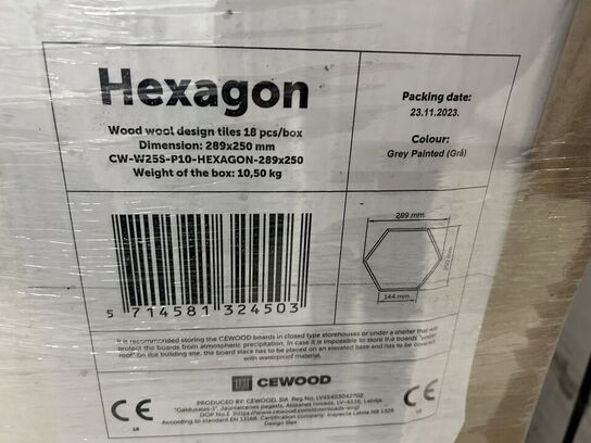 Fibrotech Hexagon Træbeton GRÅ 72stk