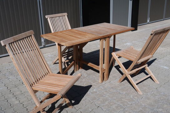 Havebord med 3 stk. klapstole TEAK