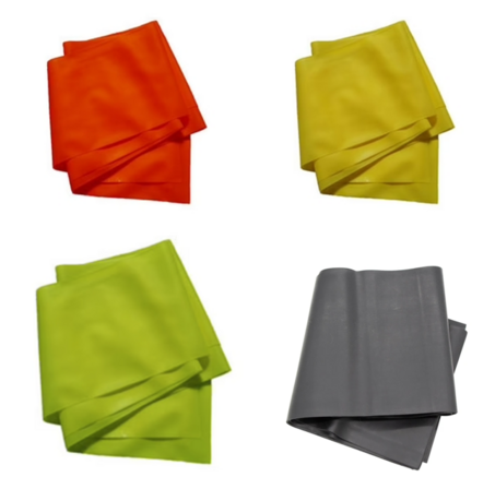 4-pak Trænings elastikbånd – fra let til ekstra hård (2,5m)