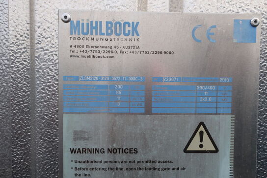 Tørreovn MÜHLBOCK ZLSM3120-3120 med fyr HDG Compact 200 (LÆS BESKRIVELSE)