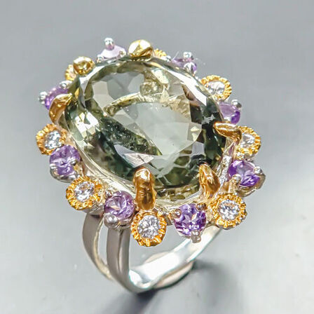 Eksklusivt håndfremstillet unika ring af guld og hvidguldbelagt sterlingsølv