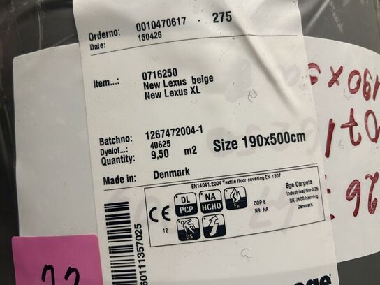 Ege gulvtæppe New Lexus Beige 9,5m2