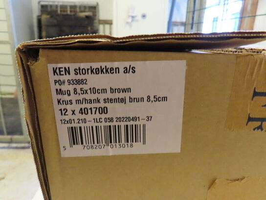 12 stk. krus m/hank, grøn/brun stentøj