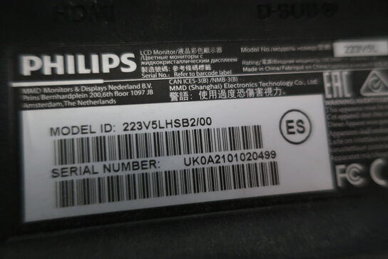 22" monitor PHILIPS 223V m. vægbeslag