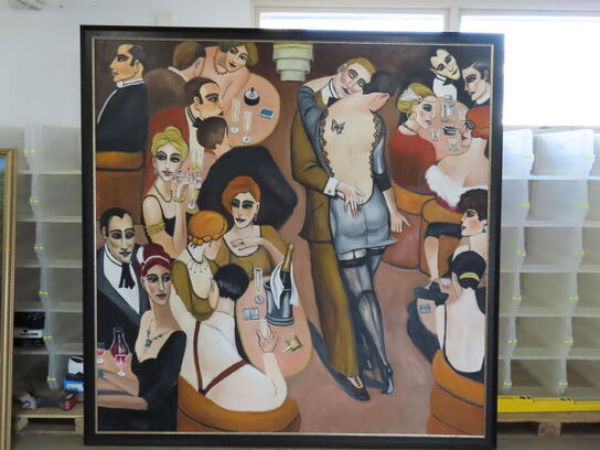 Stort Maleri i ramme (Art deco/cabaret stil)
