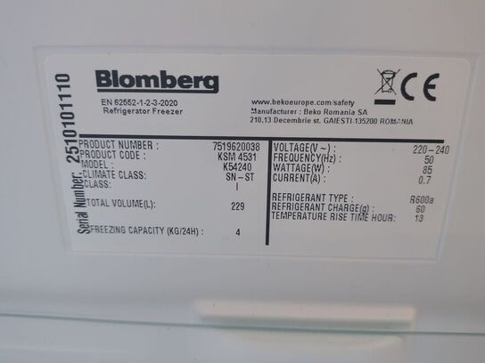 Køle/fryseskab, demo  BLOMBERG