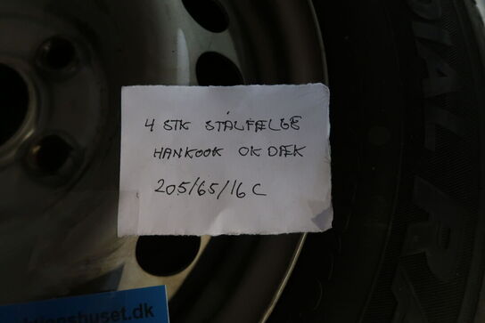 4 stk. Stål fælge med Hankook dæk - str. 205/65/16C