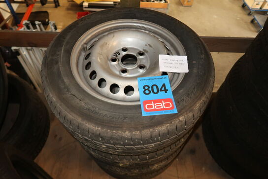 4 stk. Stål fælge med Hankook dæk - str. 205/65/16C