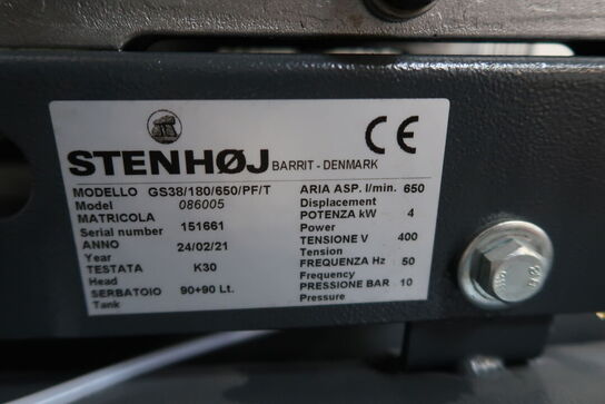Stenhøj GS38/180/650/PF/T oliesmurt stempelkompressor