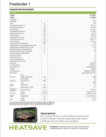 Varmepumpe HEATSAVE Freelander 1. Vejl. Udsalgspris kr. 618.000,- inkl moms. (Se billeder for specifikationer)