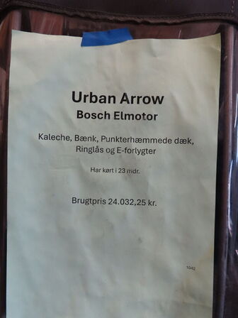 El. ladcykel, Urban Arrow m. Bosch elmotor, sort kasse og kaleche