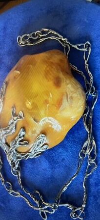 Rav vedhæng med sterling sølvkæde vægt 168 gram