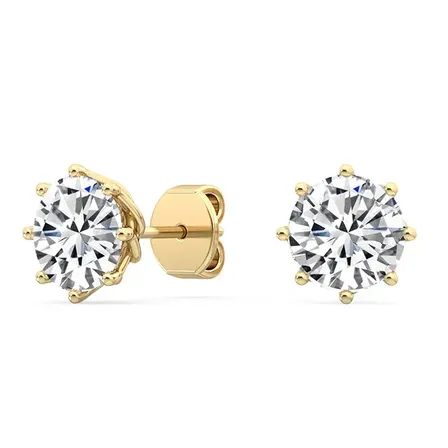 Ørestikker med runde diamanter og 14 kt guld