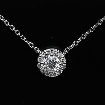 Solitaire halskæde af 14 kt. guld med brillantsleben laboratorieskabte diamant på samlet samlet ca. 0.43 ct