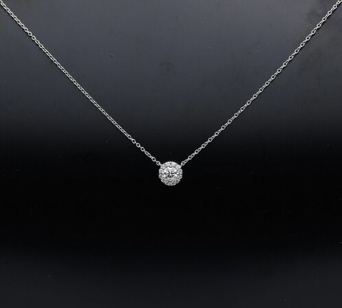Solitaire halskæde af 14 kt. guld med brillantsleben laboratorieskabte diamant på samlet samlet ca. 0.43 ct