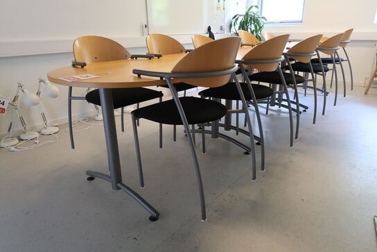 3-Delt Konferencebord med 11 stole 