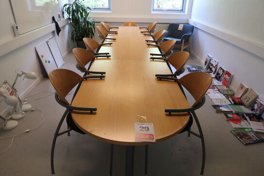 3-Delt Konferencebord med 11 stole 