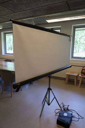Projektor, Optoma VDHDGU + lærred på stativ 