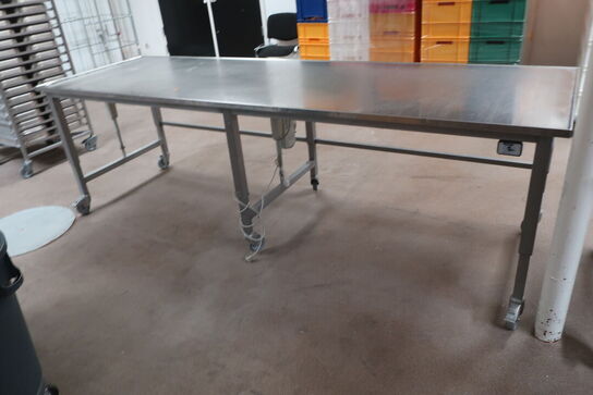 Elhæve/sænke arbejdsstation i rustfri stål  90x290cm