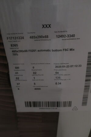 2 paller m. papemballage 500+ca. 250 stk. 485x290x68 mm