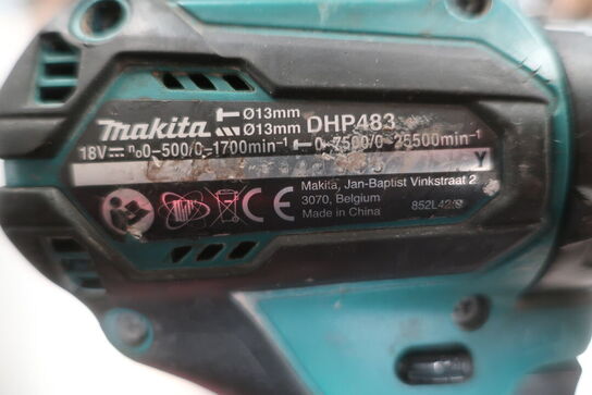 Akkuskruemaskine MAKITA DHP483 18V + værktøjskasse