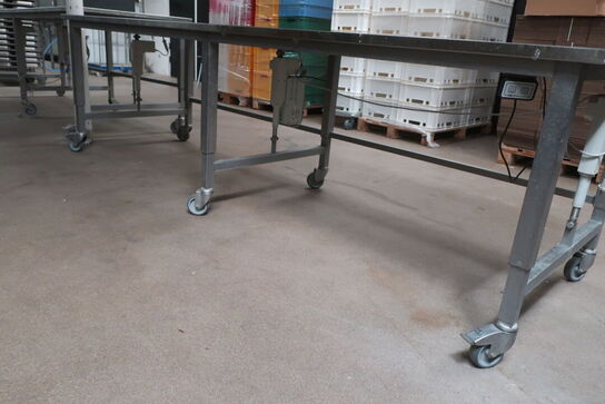 Elhæve/sænke arbejdsstation i rustfri stål  90x290cm