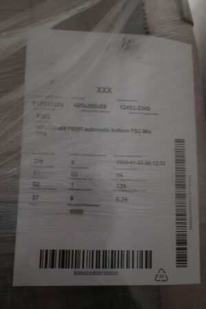 2 paller m. papemballage 500+ca. 250 stk. 485x290x68 mm