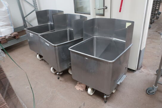 3 stk. rustfri kar på hjul