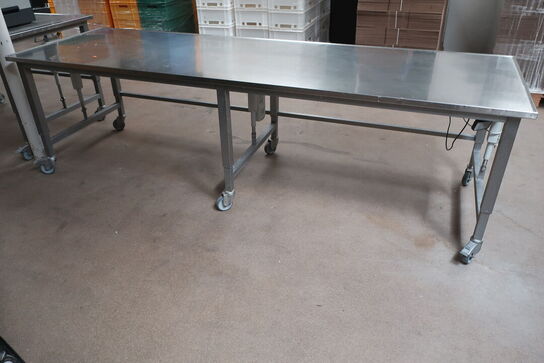 Elhæve/sænke arbejdsstation i rustfri stål  90x290cm