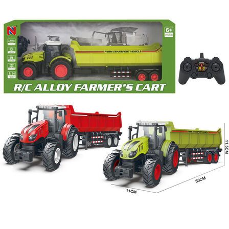 Radiostyret traktor med tipvogn rød