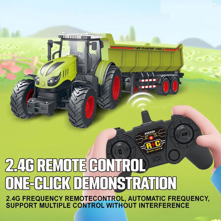 Radiostyret traktor med tipvogn rød