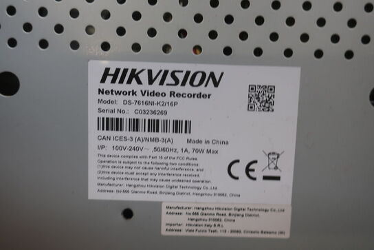 Video recorder HIKVISION med 6 stk. kamera