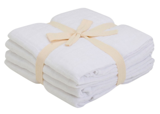 4 pk. Stofbleer i organic muslin fra Pippi - White (4-pak)
