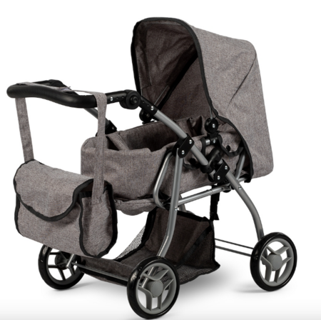 MaMaMeMo dukkevogn med lift, grå 