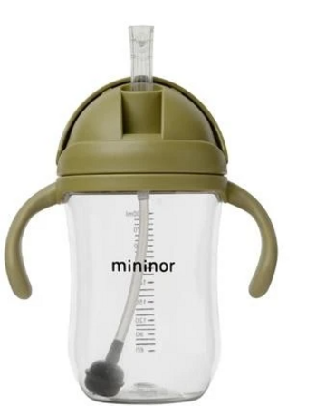 6 stk. MININOR Sugerørskop - drypfri 330 ml - Mosgrøn