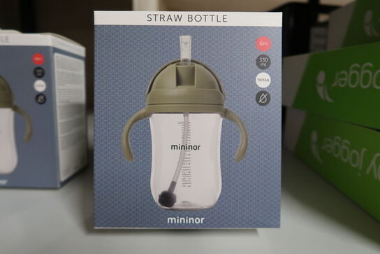 6 stk. MININOR Sugerørskop - drypfri 330 ml - Mosgrøn