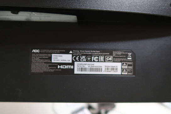Computerskærm AOC U34G3XM, tastatur, labelprinter m.m.