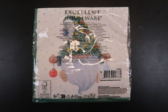 40 pk. Jule servietter hvid 16 stk.