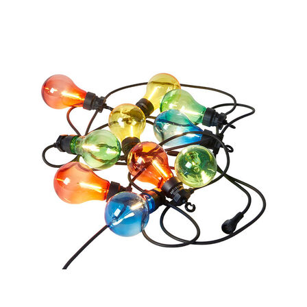 2 pk. Party light lysekæde med 10 farvede pærer ude & inde