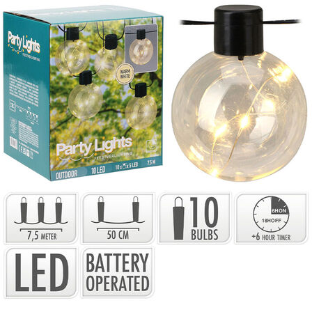 3 pk. Lyskæde med klare pære ude & inde Ø8 cm