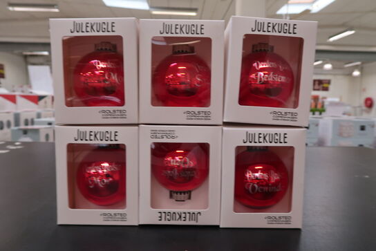 18 stk. Rolsted Copenhagen verdens bedste ... julekugle rød 6,6 cm