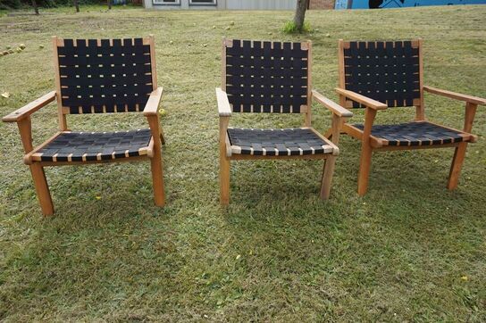 3 stk Havestole med flet 