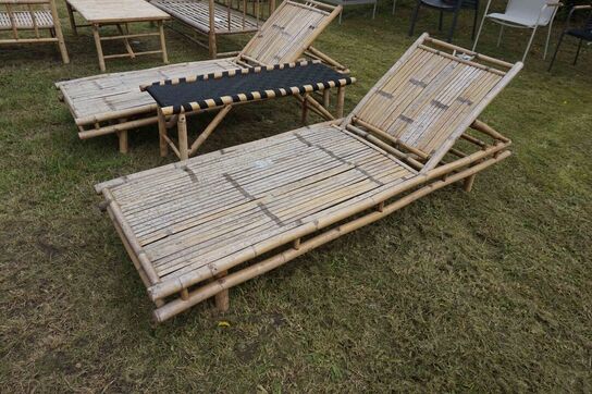 2 stk Bambus solsenge med bord 